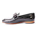 Patent Croc Embossed Piped Ribbon Loafer // Black (Euro: 46)