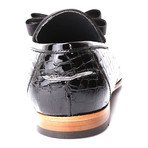 Patent Croc Embossed Piped Ribbon Loafer // Black (Euro: 46)