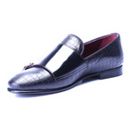 Croc Embossed Double Monk Loafer // Black (Euro: 42)