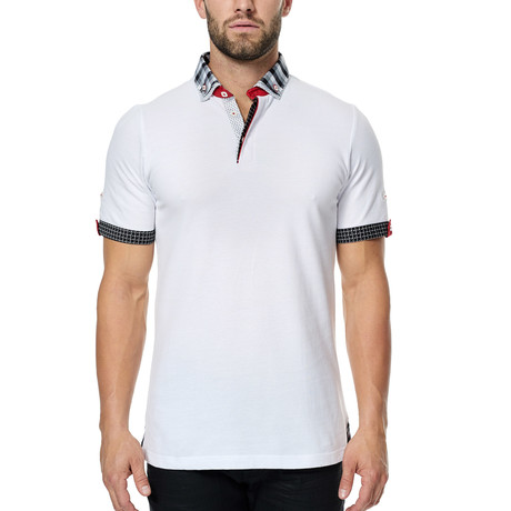 Patterned Trim Polo // White (S)