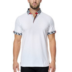 Patterned Trim Polo // White (M)