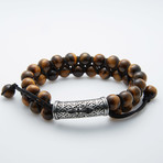 Tiger Eye Adjustable Beaded Bracelet // Brown