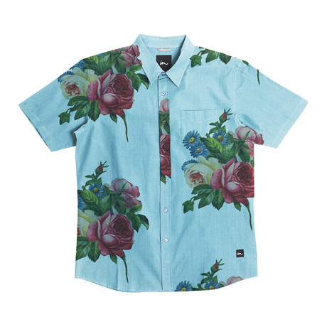 Province Short Sleeve Woven Shirt // Blue (S)