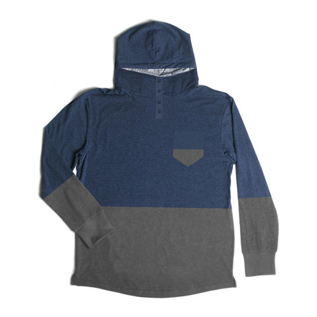 Century Hooded Henley // Navy + Charcoal (S)