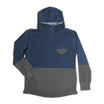 Century Hooded Henley // Navy + Charcoal (M)