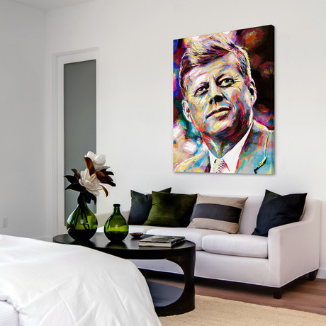 Classic JFK Painting Print // Wrapped Canvas (24"W x 31"H x 1.5"D)