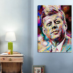 Classic JFK Painting Print // Wrapped Canvas (24"W x 31"H x 1.5"D)
