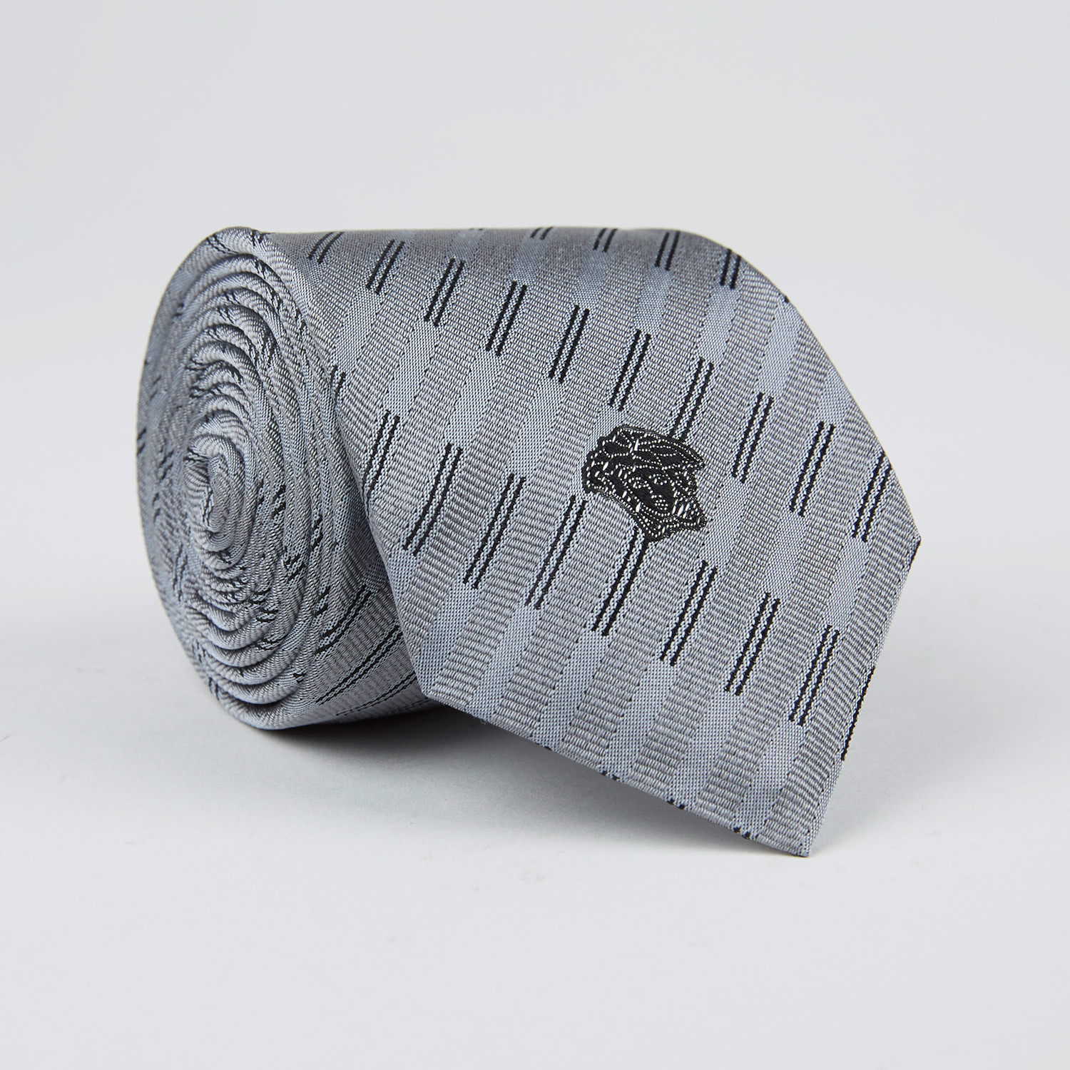 Dash Grossgrain Stripe Silk Tie // Cadet + Black Gianni Versace