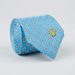 Floral Diamond Print Silk Tie // Light Blue + Pink