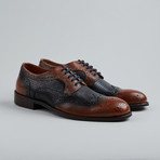 Vail You Textured Wing-Tip Derby // Tan + Blue (Euro: 45)