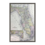Map of Florida // Framed Painting Print (12"W x 18"H x 1.5"D)