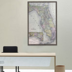 Map of Florida // Framed Painting Print (12"W x 18"H x 1.5"D)