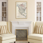 Map of North America // Framed Painting Print (12"W x 18"H x 1.5"D)