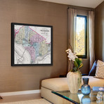 Washington City Plan Map // Framed Painting Print (12"W x 12"H x 1.5"D)
