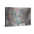 US + Territories Map // Brushed Aluminum (18"W x 12"H x 1.5"D)