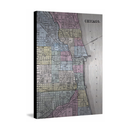 City of Chicago Street Map // Brushed Aluminum (12"W x 18"H x 1.5"D)