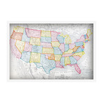 USA Color Map // Shadow Box Canvas (18"W x 12"H x 1.5"D)