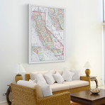 California Color Map // White // Framed Painting Print (12"W x 18"H x 1.5"D)