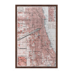 Chicago Inner City Map // Framed Painting Print (12"W x 18"H x 1.5"D)