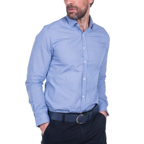 Elkan Long-Sleeve Button-Up // Blue (M)