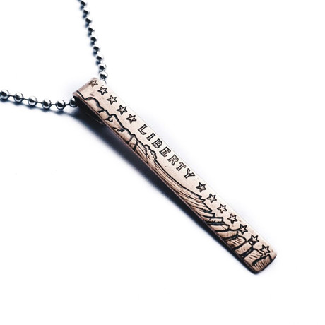 Incuse American Indian Tag Necklace // Copper