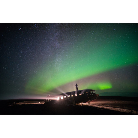 Iceland Plane Northern Lights (14"W x 11"H)