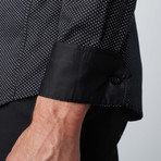 Polka Dot Button-Up Shirt // Black (S)