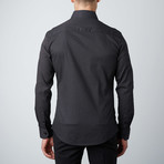 Polka Dot Button-Up Shirt // Black (L)