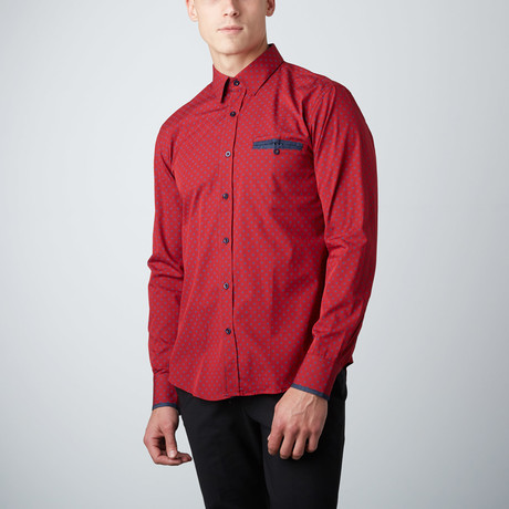 Polkadot Button-Up Shirt // Red (S)