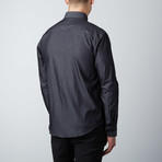 Textured Button-Up Shirt // Black (XL)