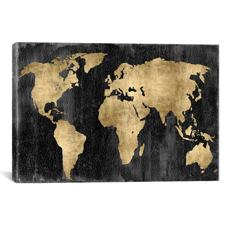 The World // Gold on Black (18"W x 12"H x 0.75"D)