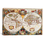 Antique Map of The World // Double Hemisphere // Hondius (60"W x 40"H x 1.5"D)