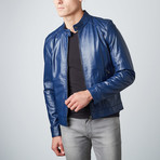 Ted Lamb Leather Biker Jacket // Blue (Euro: 54)