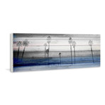 Palm Trees in Storm Painting Print // White Wood (30"W x 10"H x 1.5"D)