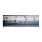 Palm Trees in Storm Painting Print // White Wood (30"W x 10"H x 1.5"D)
