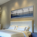 Palm Trees in Storm Painting Print // White Wood (30"W x 10"H x 1.5"D)