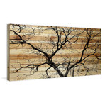 Sprouting Branches Painting Print // Natural Pine Wood (18"W x 12"H x 1.5"D)