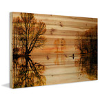 Banks Divided Painting Print // Natural Pine Wood (18"W x 12"H x 1.5"D)