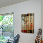 Vision of Humming Bird Painting Print // Natural Pine Wood (12"W x 18"H x 1.5"D)