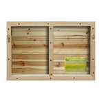 Bird Frenzy Painting Print // Natural Pine Wood (18"W x 12"H x 1.5"D)