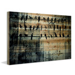 Wire Chatting Painting Print // Natural Pine Wood (18"W x 12"H x 1.5"D)