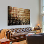 Bird Frenzy Painting Print // Natural Pine Wood (18"W x 12"H x 1.5"D)