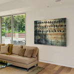 Wire Chatting Painting Print // Natural Pine Wood (18"W x 12"H x 1.5"D)