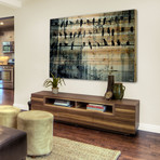 Wire Chatting Painting Print // Natural Pine Wood (18"W x 12"H x 1.5"D)