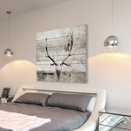 Greyscale Antlers Painting Print // White Wood (18"W x 18"H x 1.5"D)
