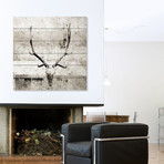 Greyscale Antlers Painting Print // White Wood (18"W x 18"H x 1.5"D)