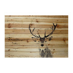 Curious Young Buck Painting Print // Natural Pine Wood (18"W x 12"H x 1.5"D)