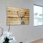 Curious Young Buck Painting Print // Natural Pine Wood (18"W x 12"H x 1.5"D)