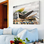 Surfboard Party Painting Print // White Wood (18"W x 12"H x 1.5"D)