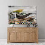 Surfboard Party Painting Print // White Wood (18"W x 12"H x 1.5"D)